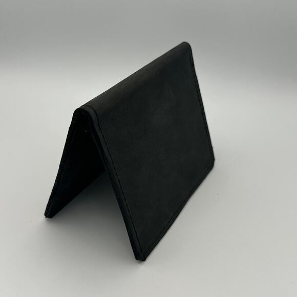 Minimalist Handmade Oaxaca Charcoal Gray Suede Leather Slim Cardholder Wallet - Picture 2 of 10